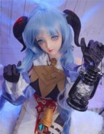 Amaya 動漫風藍髮牛角性感女魔王 超柔軟TPE身體仿真性愛娃娃 145 cm (附衣服和頭飾) - 立體構造