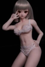 實體娃娃 - Gina 迷你動漫白滑蘿莉 柔軟矽膠身體仿真性愛娃娃 60cm (乙烯基頭)