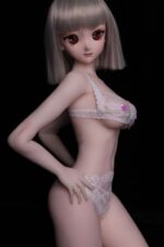 真實膚質 - Gina 迷你動漫白滑蘿莉 柔軟矽膠身體仿真性愛娃娃 60cm (乙烯基頭)