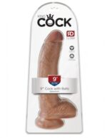 King Cock 9″ 仿真假陽具連睪丸 - 焦糖色 - 私密好物