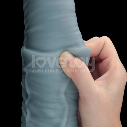 震動按摩 - Lovetoy 11吋抽插式震動仿真陽具 - 藍色