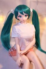 Miku 迷你可愛動漫苗條蘿莉 超柔軟矽膠身體仿真性愛娃娃 60cm (乙烯基頭) - 虛擬情人