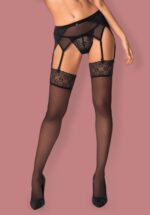 透視美感 - Obsessive Shibu 蕾絲絲襪 - 黑色 - L/XL
