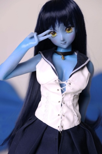 [女性矽膠娃娃] Sailor Moon 迷你妖精蘿莉 藍皮膚柔軟矽膠身體仿真性愛娃娃 60cm (乙烯基頭) - JoyToy 香港 正品
