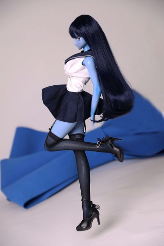 實體娃娃 - Sailor Moon 迷你妖精蘿莉 藍皮膚柔軟矽膠身體仿真性愛娃娃 60cm (乙烯基頭)