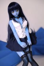 真實膚質 - Sailor Moon 迷你妖精蘿莉 藍皮膚柔軟矽膠身體仿真性愛娃娃 60cm (乙烯基頭)