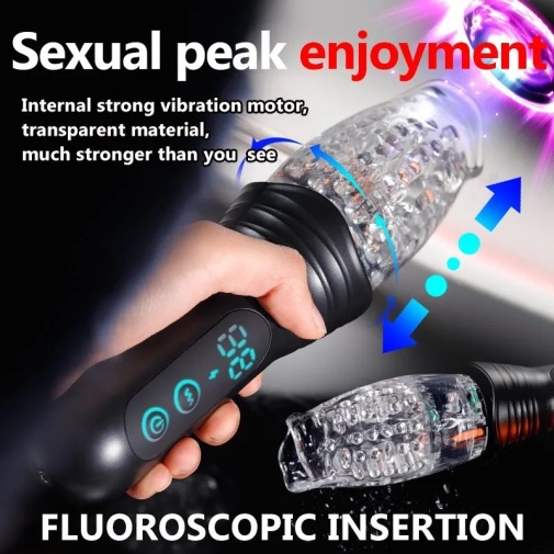 男用玩具 - Secwell 抽插振動自慰器 - 黑色