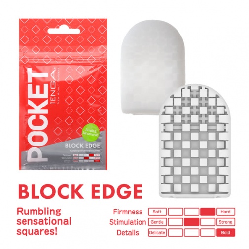 男用玩具 - Tenga 口袋型自慰套 方磚紋 - 黑/紅色