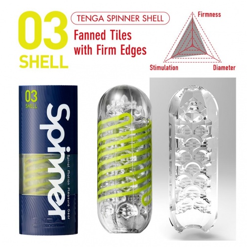 男用玩具 - Tenga Spinner 03 Shell 飛機杯 - 綠色