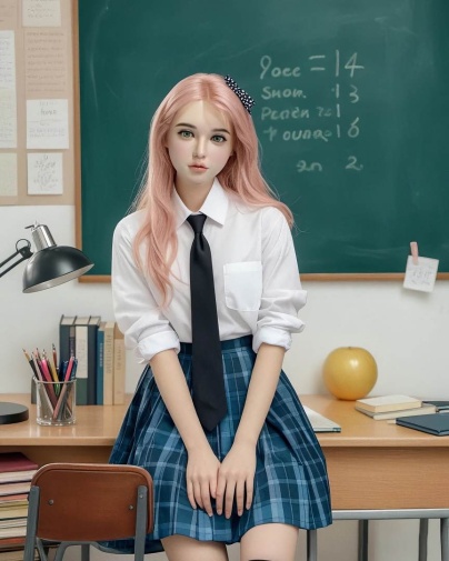 實體娃娃 - Yoshie 纖瘦純情歐美粉髮女孩 超柔軟TPE仿真性愛娃娃 158 cm (矽膠頭)