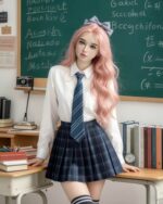 Yoshie 纖瘦純情歐美粉髮女孩 超柔軟TPE仿真性愛娃娃 158 cm (矽膠頭) - 矽膠手感