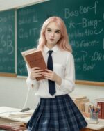 陪伴玩偶 - Yoshie 纖瘦純情歐美粉髮女孩 超柔軟TPE仿真性愛娃娃 158 cm (矽膠頭)