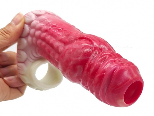 成人用品 - FAAK 野獸陰莖套 - 黑色/白色