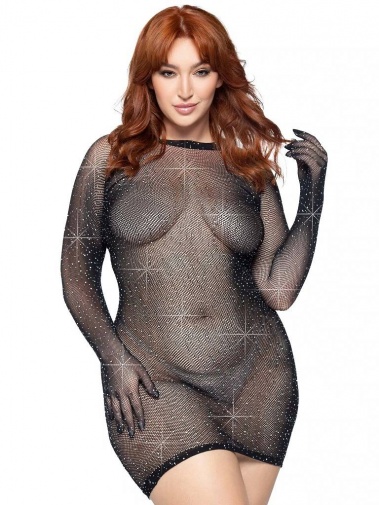 [大碼性感連衣裙] Leg Avenue Late Night Love 透視裙連手套 - 加大碼 - JoyToy 香港 正品