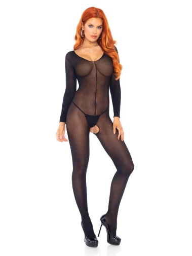 [吊帶連體襪] Leg Avenue 長袖連身襪 - 黑色 - JoyToy 香港 正品