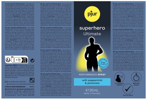 男士自信 - Pjur Superhero Ultimate 超級英雄特強延時噴霧 - 20ml