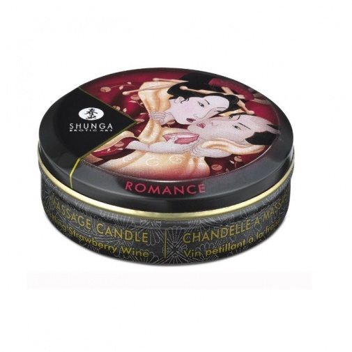水潤順滑 - Shunga 草莓氣泡酒味按摩蠟燭 - 30ml